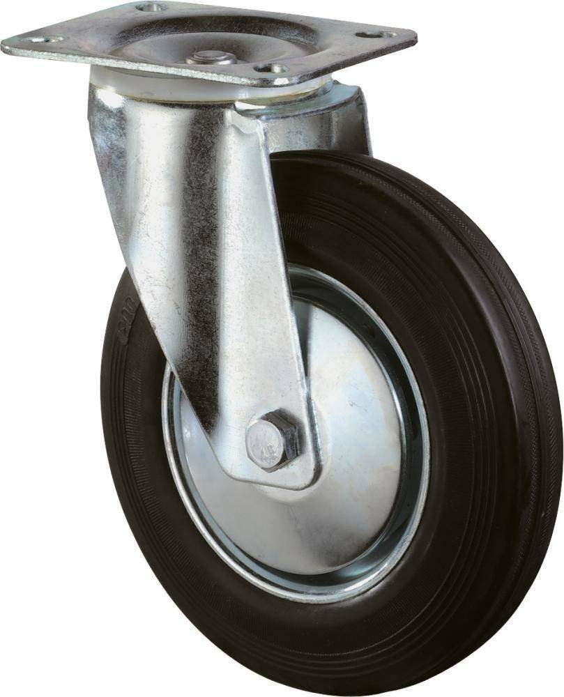 BS Rollen Zest. kol. skretny 80 mm, lozysk.toczn., blacha stal.ocynk,kolo gum.