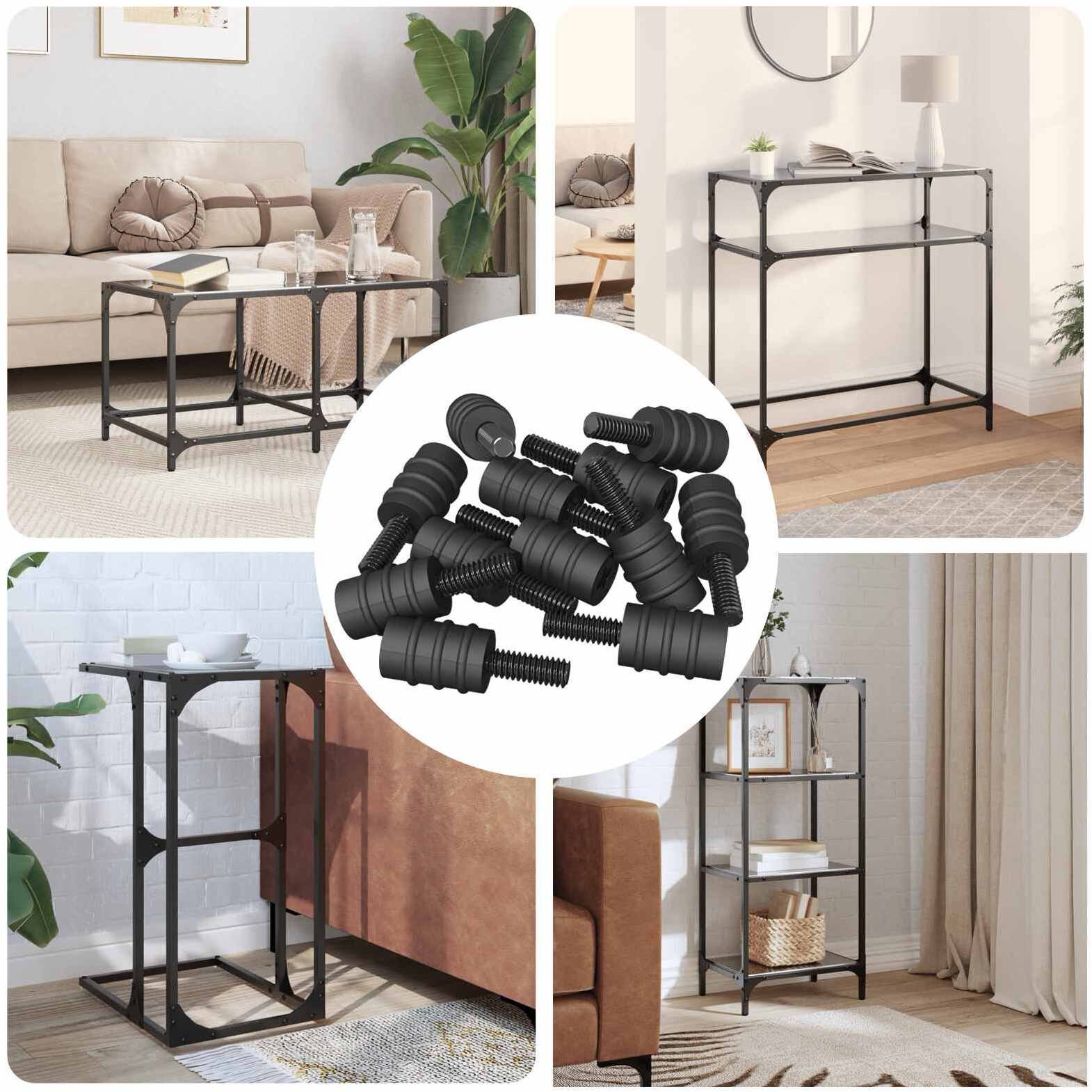 vidaXL Śruba dystansowa 4865 pcs Czarny M4 Guma i stal