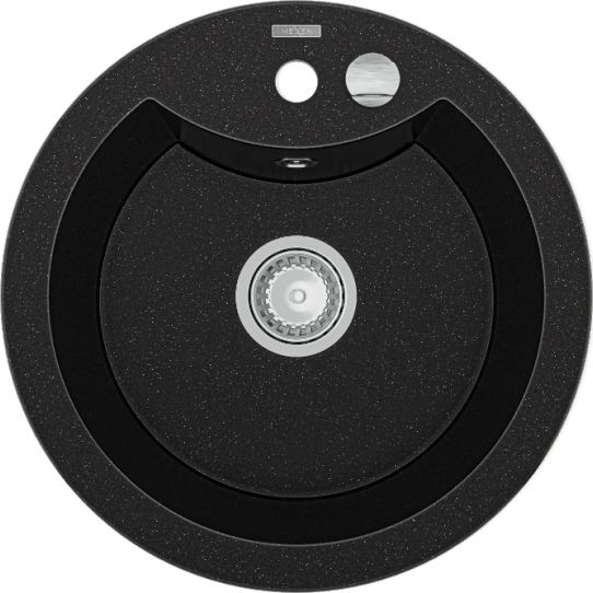 Zlewozmywak Mexen Diego granitowy 1-komorowy 488 x 480 mm, czarny/srebrny metalik - 6512481000-73