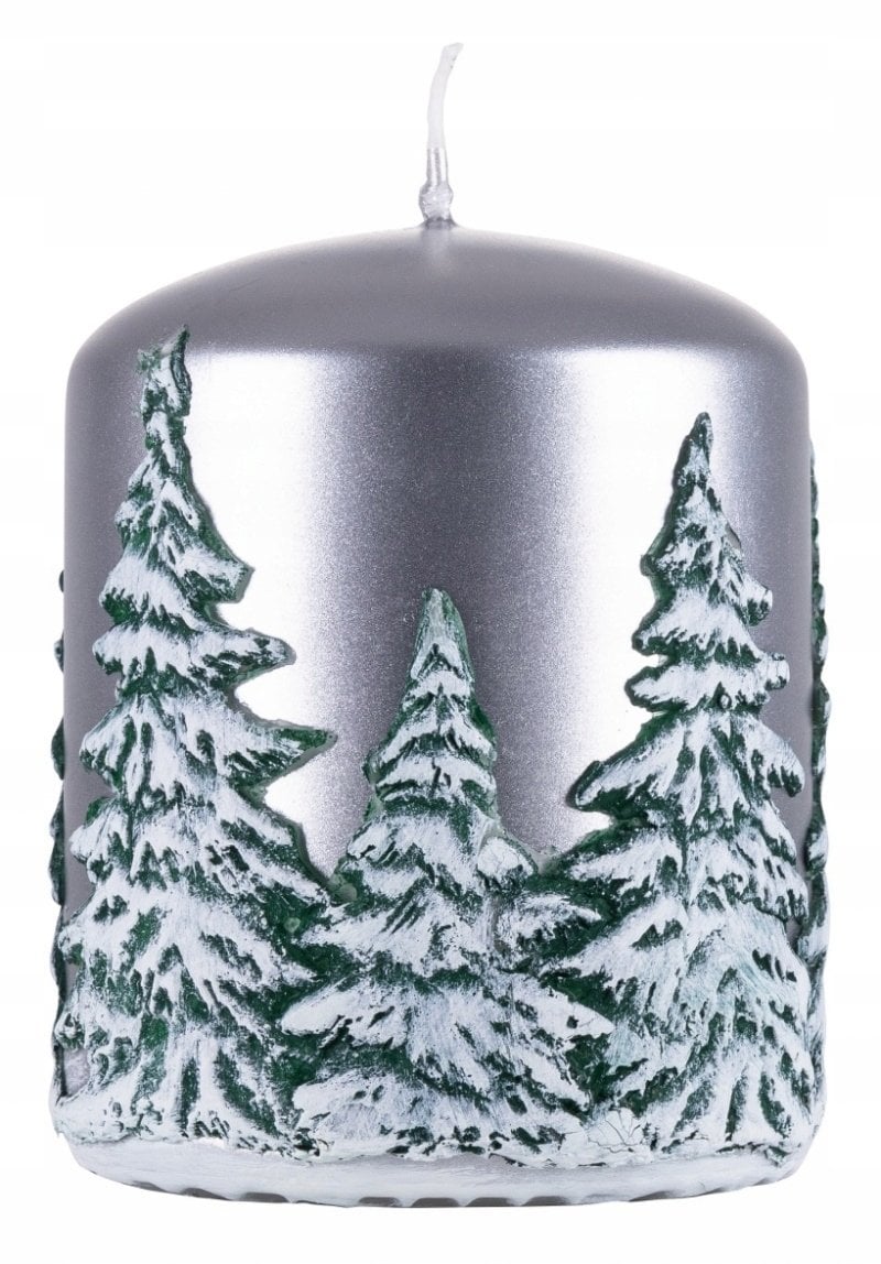 Donau Home Świeca słup Frozen Dreams, 70x90mm, srebrny