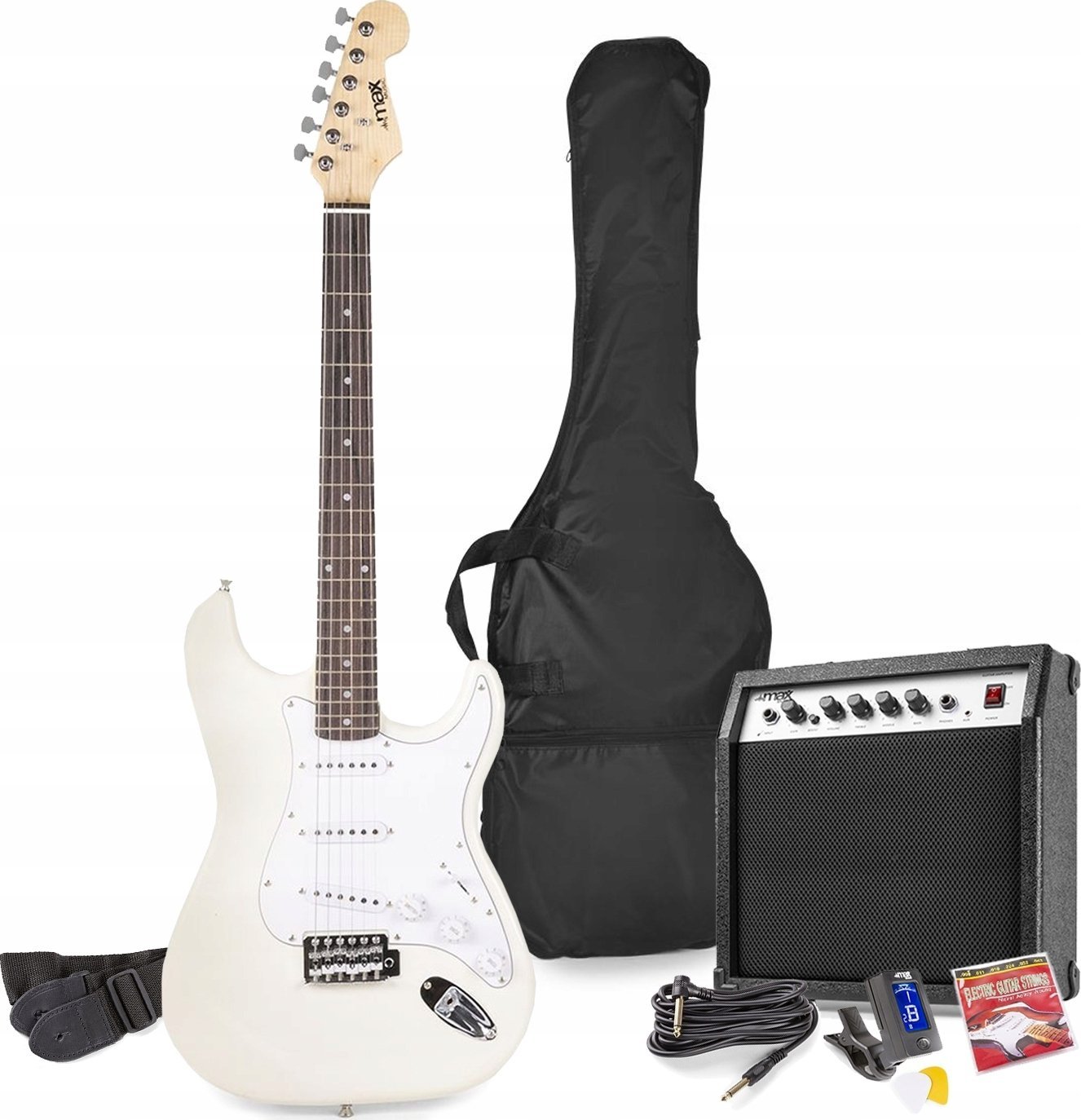 ML Gitara elektryczna Gigkit biała+ akcesoria/ zestaw