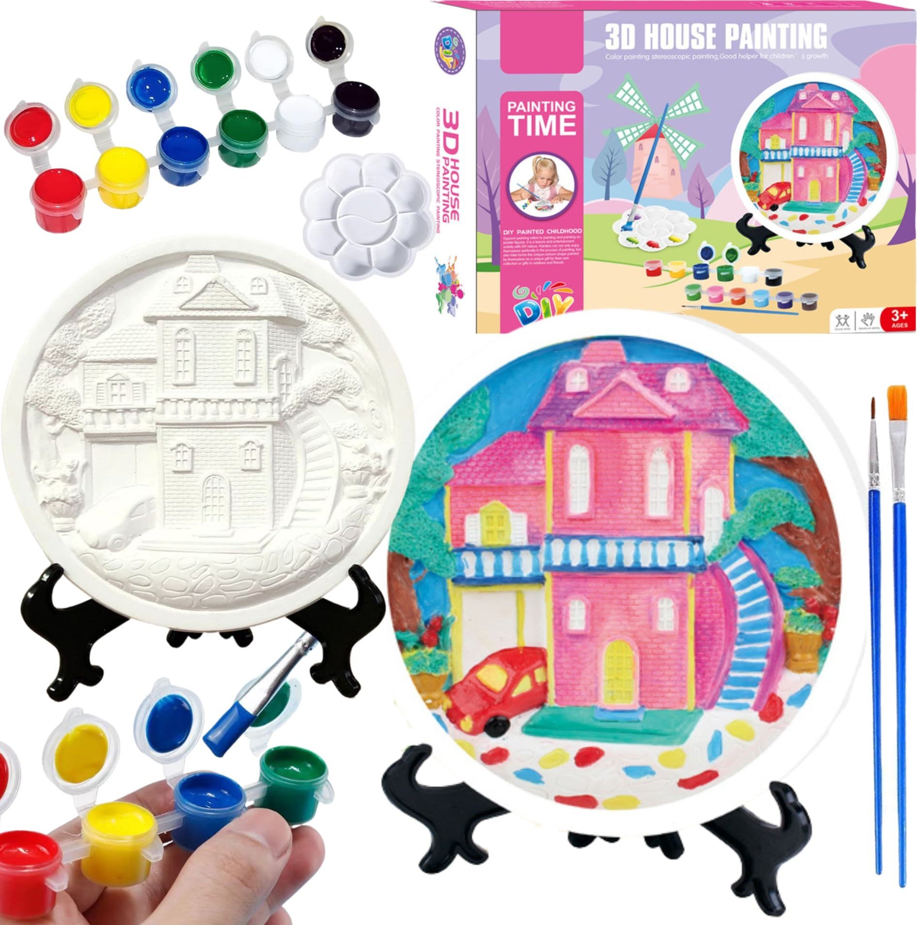 ProNice ZESTAW KREATYWNY ARTYSTYCZNY DOM DO MALOWANIA FARBKI GIPS MAŁY ARTYSTA 3D