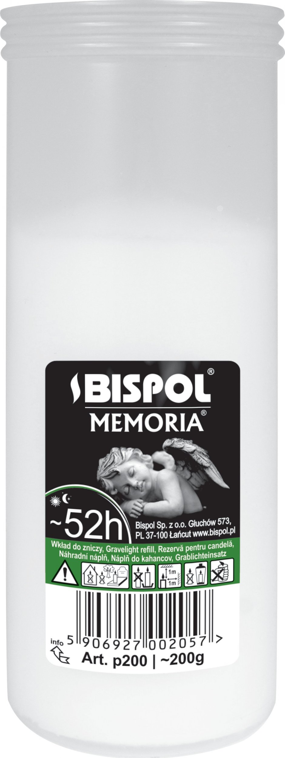 Bispol Wkład do zniczy parafinowy P200 52h 1szt.