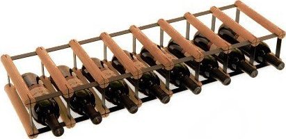 Wamar-Sosenka Regał na wino Stojak na 8 Butelek Szklanych/ PET RW-8/ 8x1 Brązowy Metal + Drewno RW-8-8x1-8_O_BR