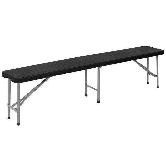 Ławka cateringowa, turystyczna składana na bankiet, 180 x 30 x 43 cm czarno-szara UNIWERSALNY