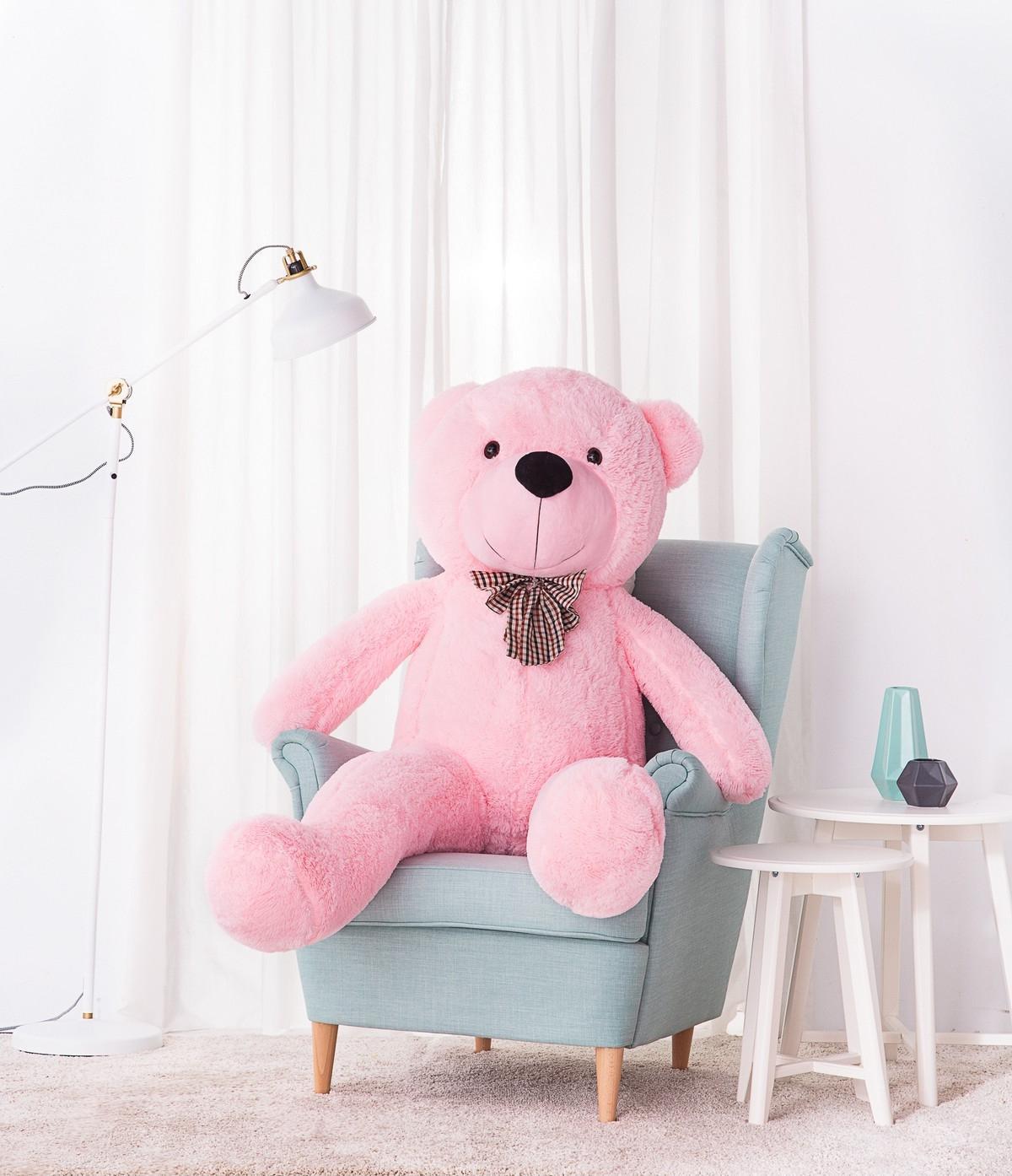 BLUBELL Pluszak Gigant Wielki Miś Pluszowy z kokardą 160 cm RÓŻOWY