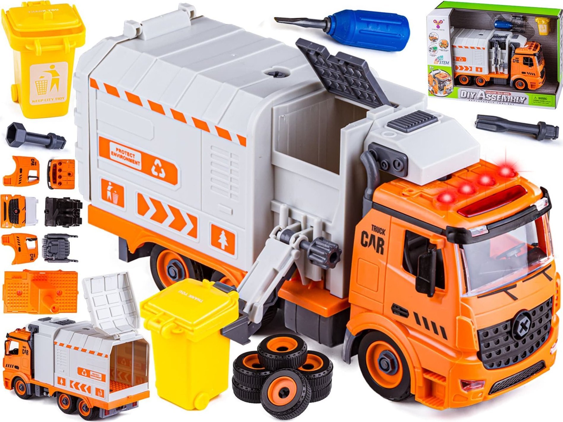 DK Ciężarówka, Samochód Ciężarowy Do Rozkręcania, Śmieciarka 61 Elementów