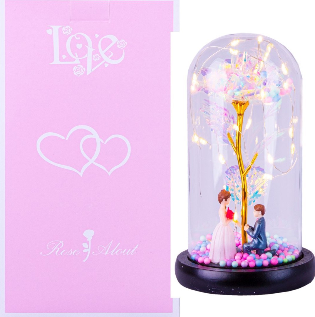 Norimpex WIECZNA RÓŻA W SZKLE ŚWIATEŁKA LED WALENTYNKI HQ