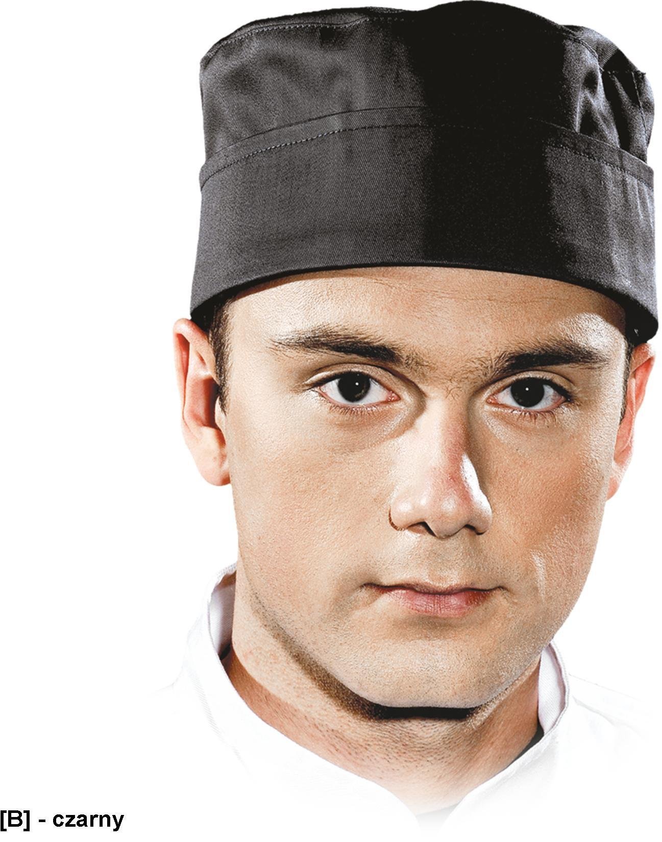 Reis Krótka czapka kucharska z serii Chefs Kitchen, 65% poliestru, 35% bawełny, 245 g/m2, czarny, L (56-58 cm)-2XL (60-62 cm)