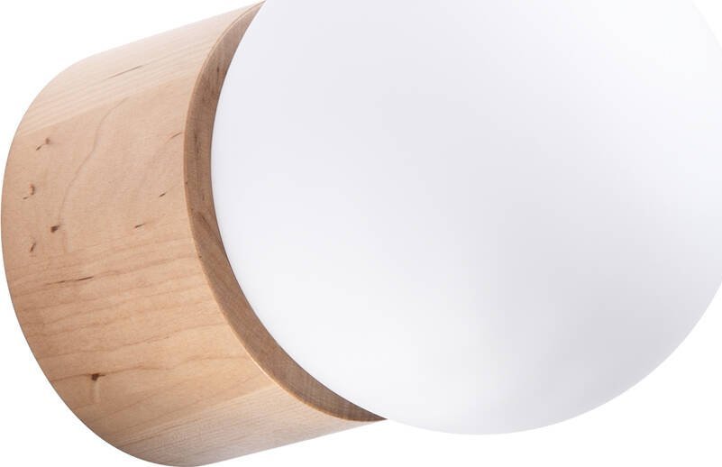Kinkiet Sollux Lighting Elegancki drewniany kinkiet kula biała na ścianę