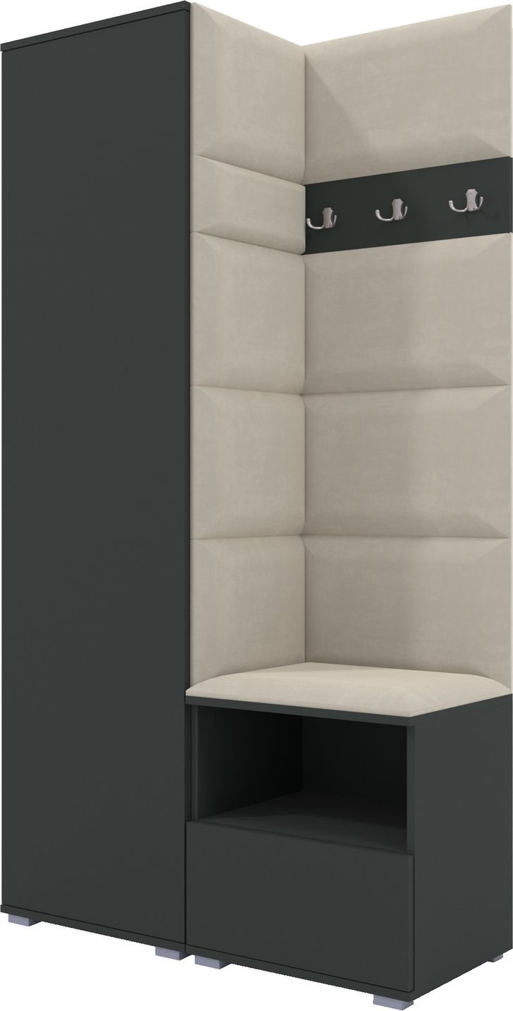 Ravio Tapicerowana garderoba Nela I w grafitowym kolorze i tkaninie Trinity 01