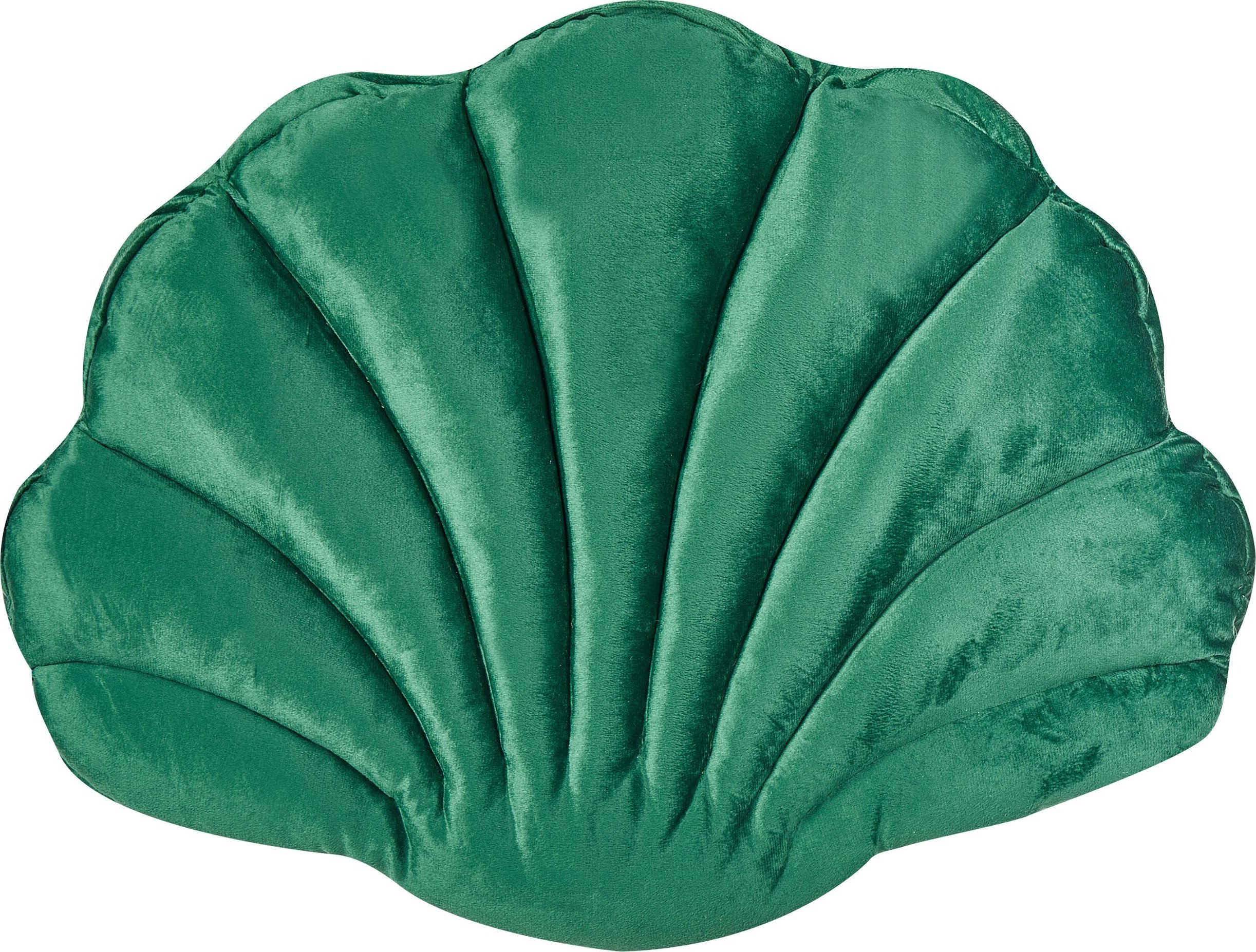 Beliani Poduszka dekoracyjna muszla welurowa 47 x 35 cm zielona CONSOLIDA