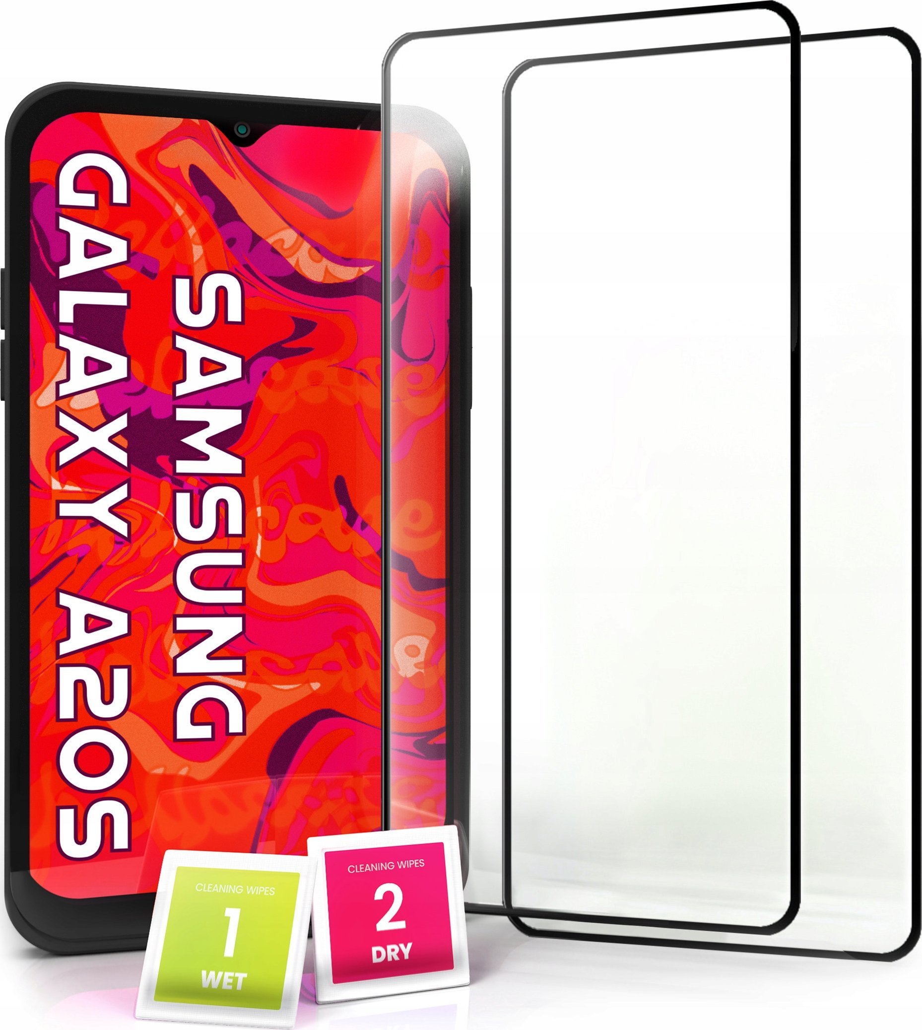 Hello Case 2-pak Szkło Hartowane do Samsung Galaxy A20S Ochronne Pełne cały ekran 9H