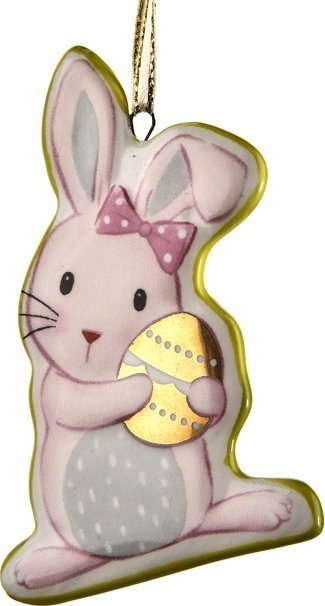 Witek Home Ozdoba wielkanocna Zajączek z jajkiem zawieszka ceramiczna