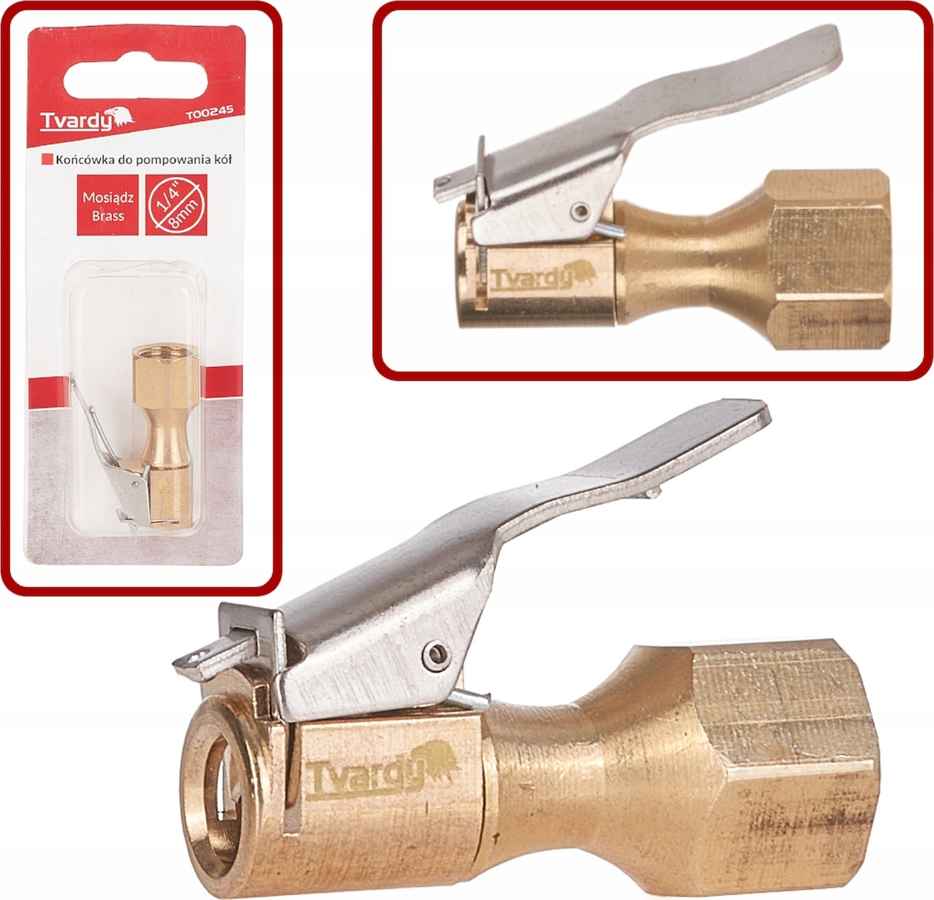 Tvardy Końcówka do pompowania kół – mosiężna 8mm GW1/4" (100)