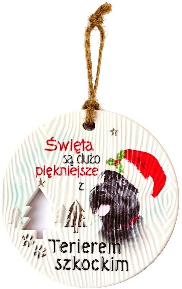 Zawieszka ceramiczna Boże Narodzenie Terier