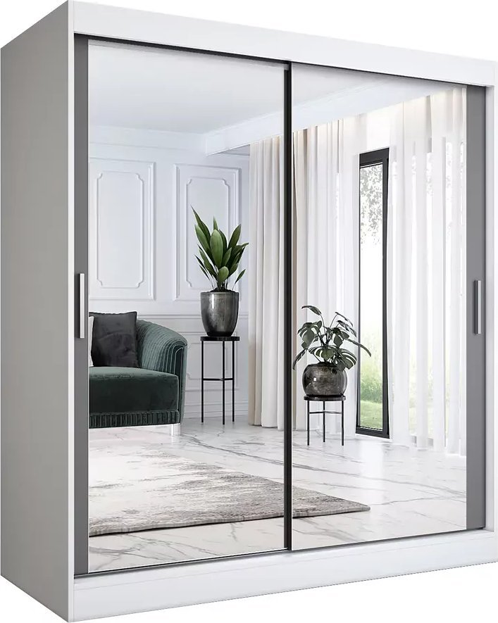 Elior Szafa przesuwna z lustrem biel + antracyt 180 cm - Edna 5X