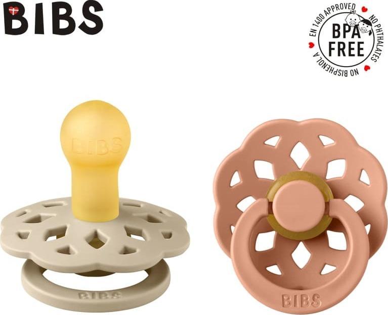 Bibs BIBS BOHEME 2-PACK VANILLA & PEACH M Smoczek Uspokajający kauczuk Hevea