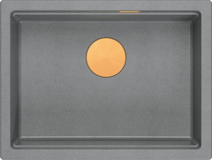 Zlewozmywak GraniteQ LOGAN 100 GraniteQ zlewozmywak silver stone 59,5x45,1x21,5 cm 1-komorowy podwieszany z syfonem manualnym miedziany