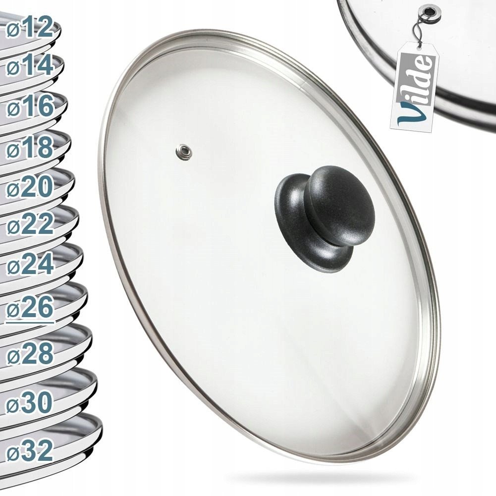 Pokrywka szklana żaroodporna do garnka garnków patelni 26cm VILDE 199027