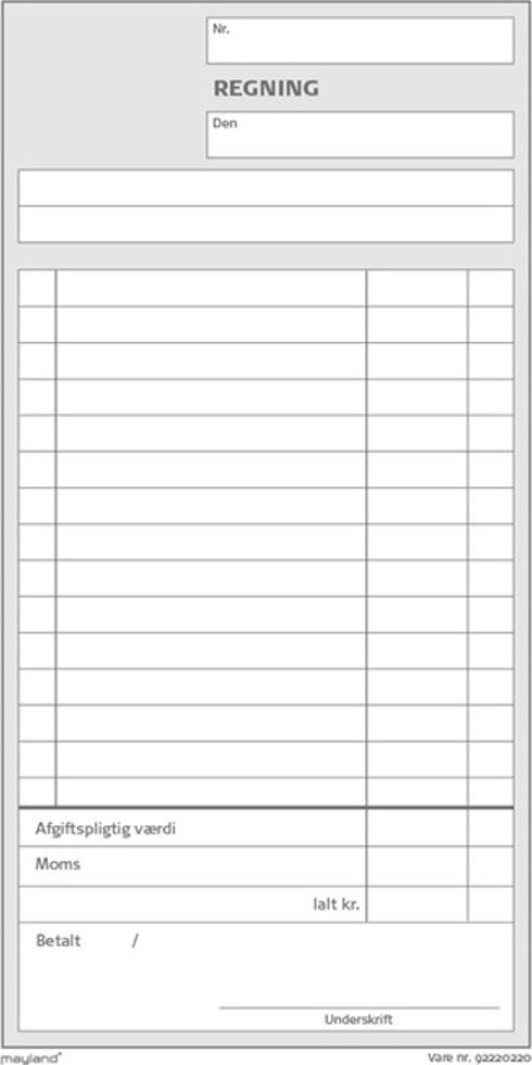 Mayland-Burde Bilagsblok mayland, regninger, med afgift, 2 x 50 blade