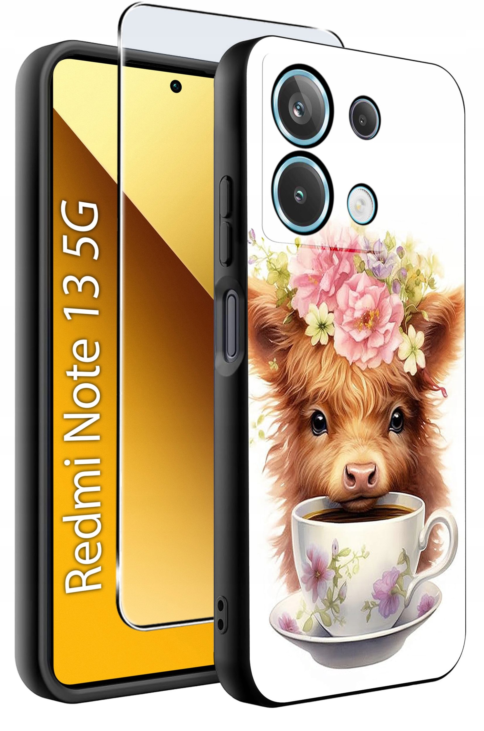 ETUI do Xiaomi Redmi Note 13 5G WZORY |SILIKONOWE MATT CASE +SZKŁO 9H