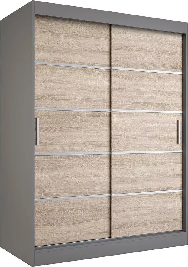Elior Szafa przesuwna antracyt + dąb sonoma 150 cm - Livia 4X