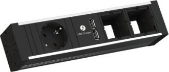 Bachmann BACHMANN VENID 2x gniazdo z uziemieniem, 2x ABD 1x ładowarka USB, czarny