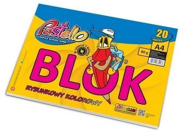 BTS Blok rysunkowy A4 80g kolorowy 20 kartek