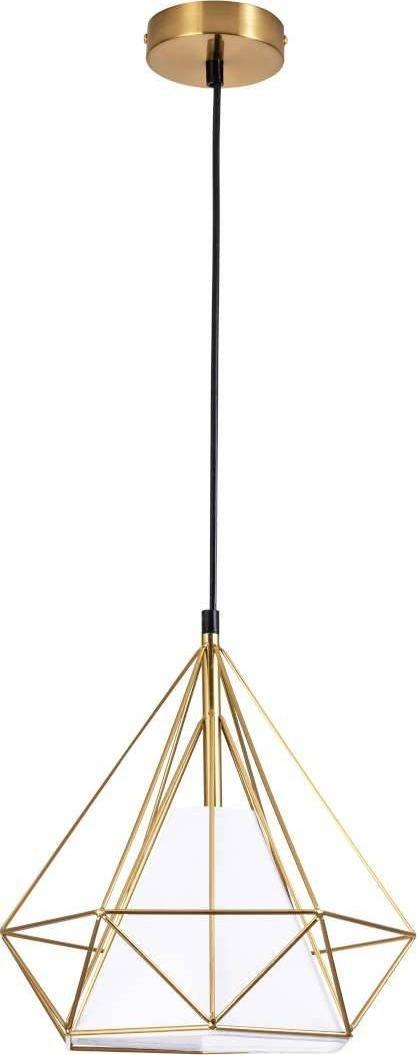 Lampa wisząca Polux Loftowa LAMPA wisząca HIRA 318503 Polux abażurowy zwis do pokoju złoty biały