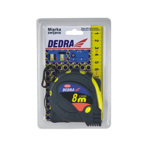 Dedra Miara zwijana POP 8m 25mm żółta - M858