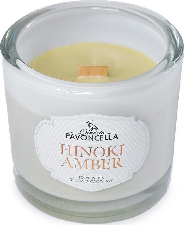 Świeczka sojowa Hinoki Amber biała 170g