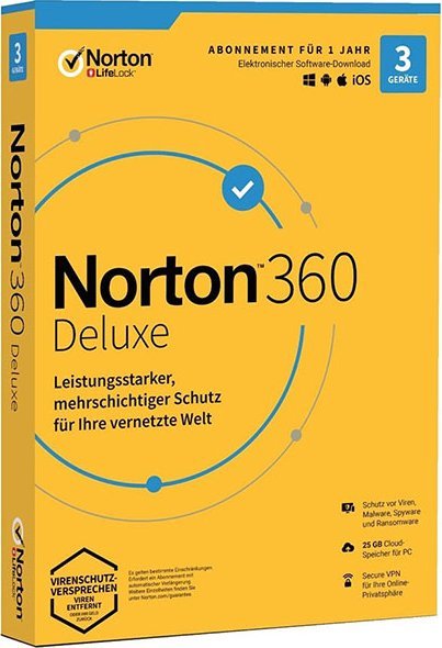 Norton 360 Deluxe - 25 GB Cloud-Speicher - 3 Devices, 1 Year - Box