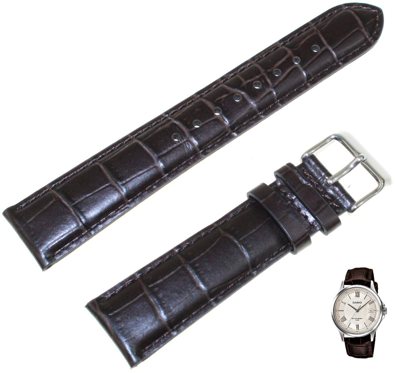 Skórzany pasek do zegarka Casio MTP-1383 brązowy 20 mm .