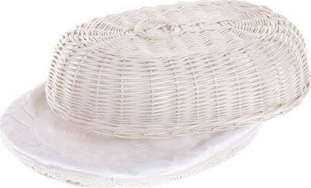 Chlebak WickerPL Wiklinowy Wybielany Chlebak z Obszyciem 39x28 H13 cm