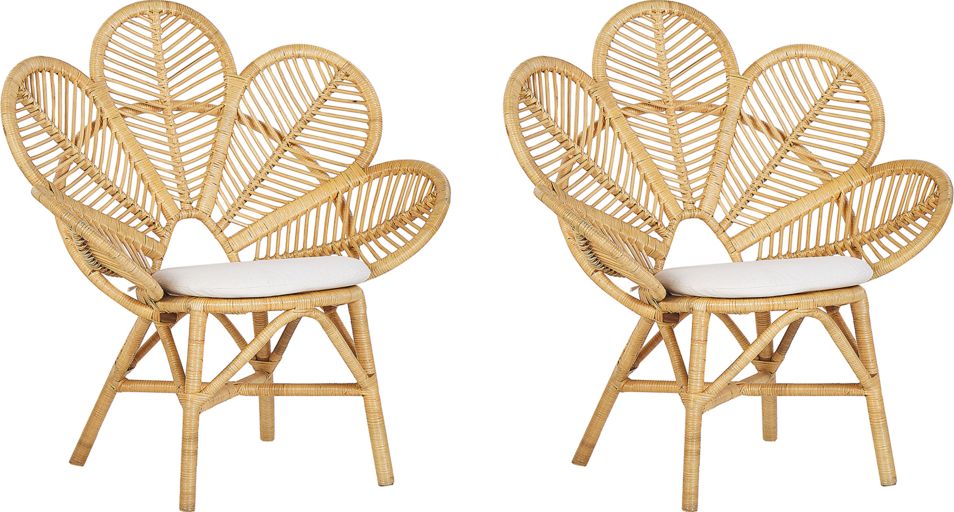 Beliani Zestaw 2 foteli paw rattanowy beżowy FLORENTINE