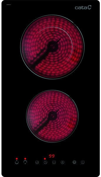 CATA Hob | TD 3002 BK | Vitroceramic | Number of burners/cooking zones 2 | Touch | Timer | Juodas