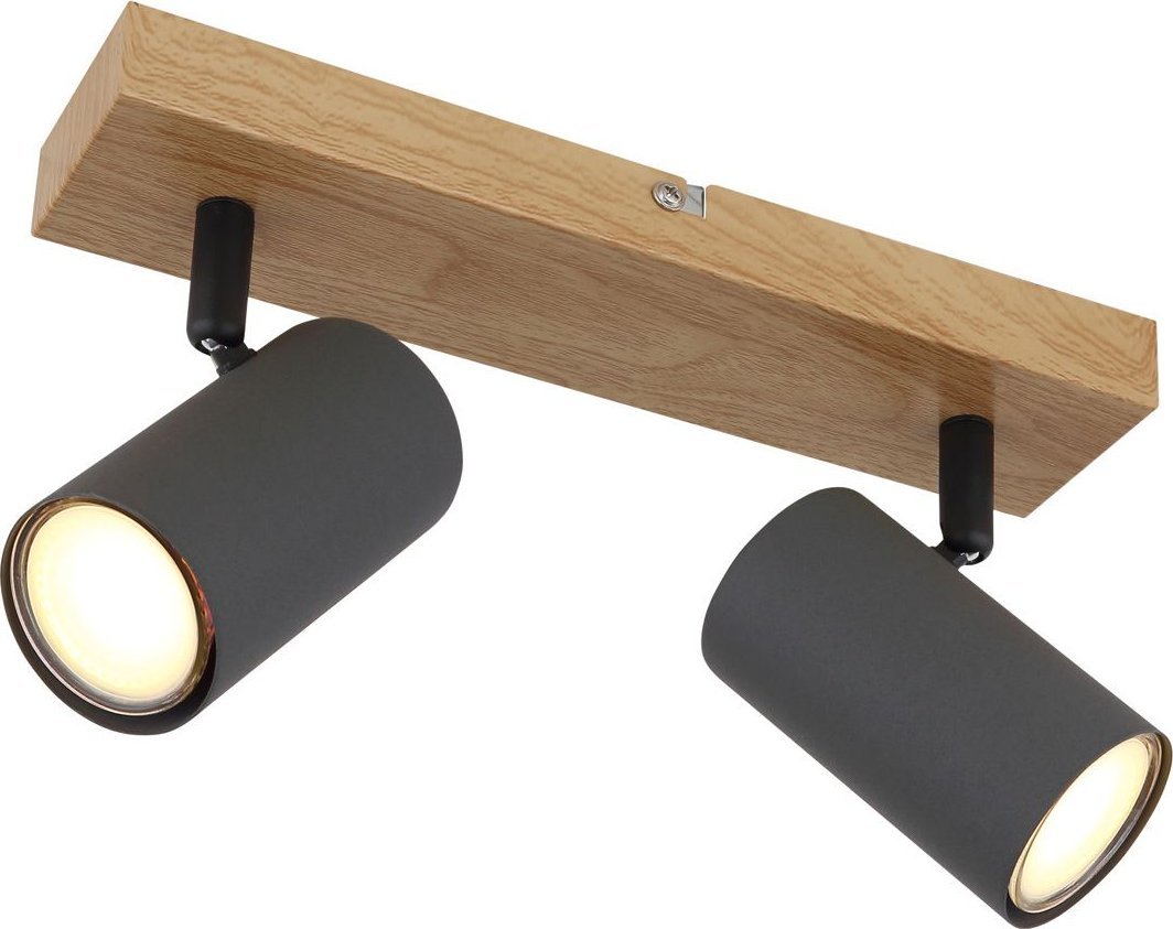 Lampa sufitowa Globo Regulowana lampa nasufitowa Robby 57911-2G grafitowa drewno