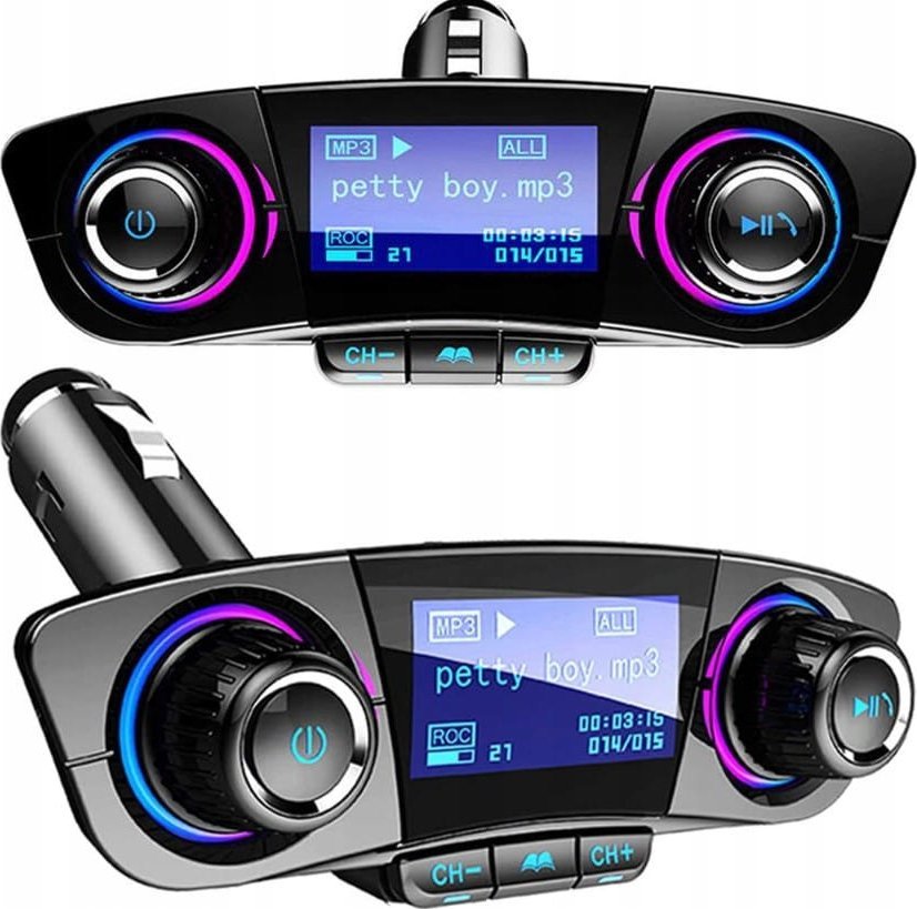 Transmiter FM Bluetooth QIKtech T01 z Ładowarką PENDRIVE SD 2X USB