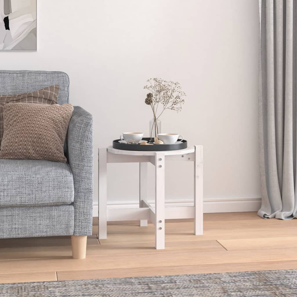 vidaXL Stolik kawowy, biały, 52,5x45 cm, lite drewno sosnowe