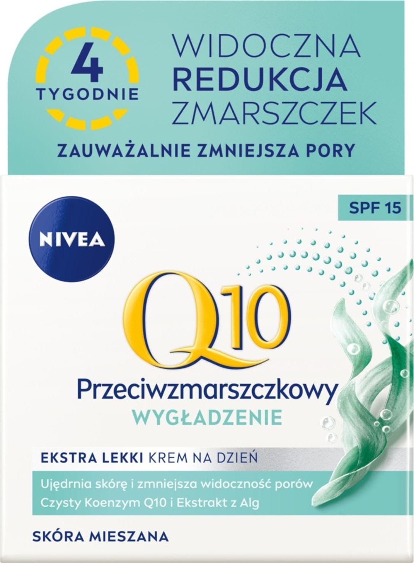 Nivea Q10 Przeciwzmarszczkowy ekstra lekki krem wygładzający do skóry mieszanej na dzień SPF 15 50ml