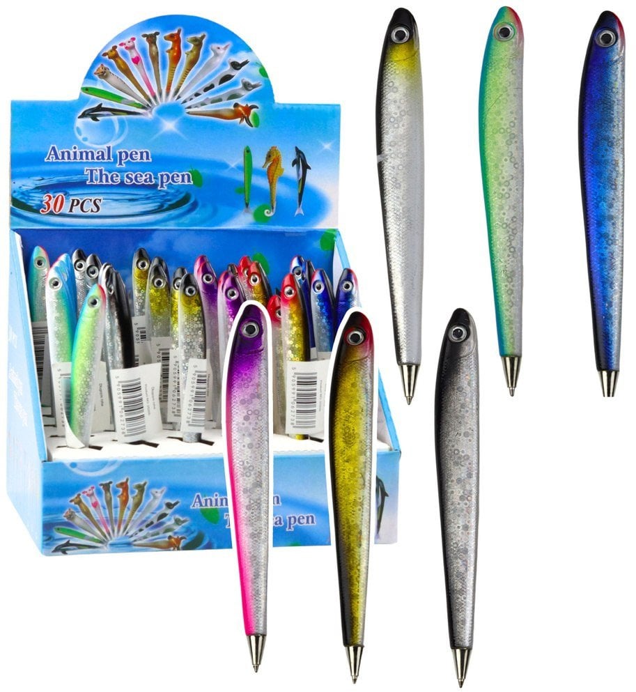 Długopis Ryba Mieniący Się Niebieski Tusz Kolorowy 12,5cm