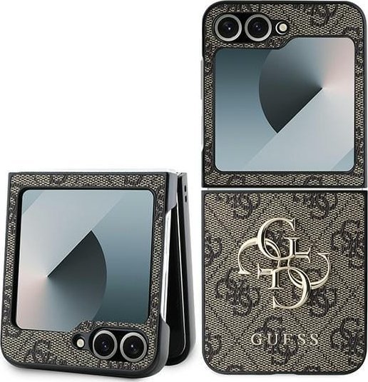 Guess GUHCZF64GMGBR Z Flip6 F741 brązowy/brown Leather 4G Metal Logo