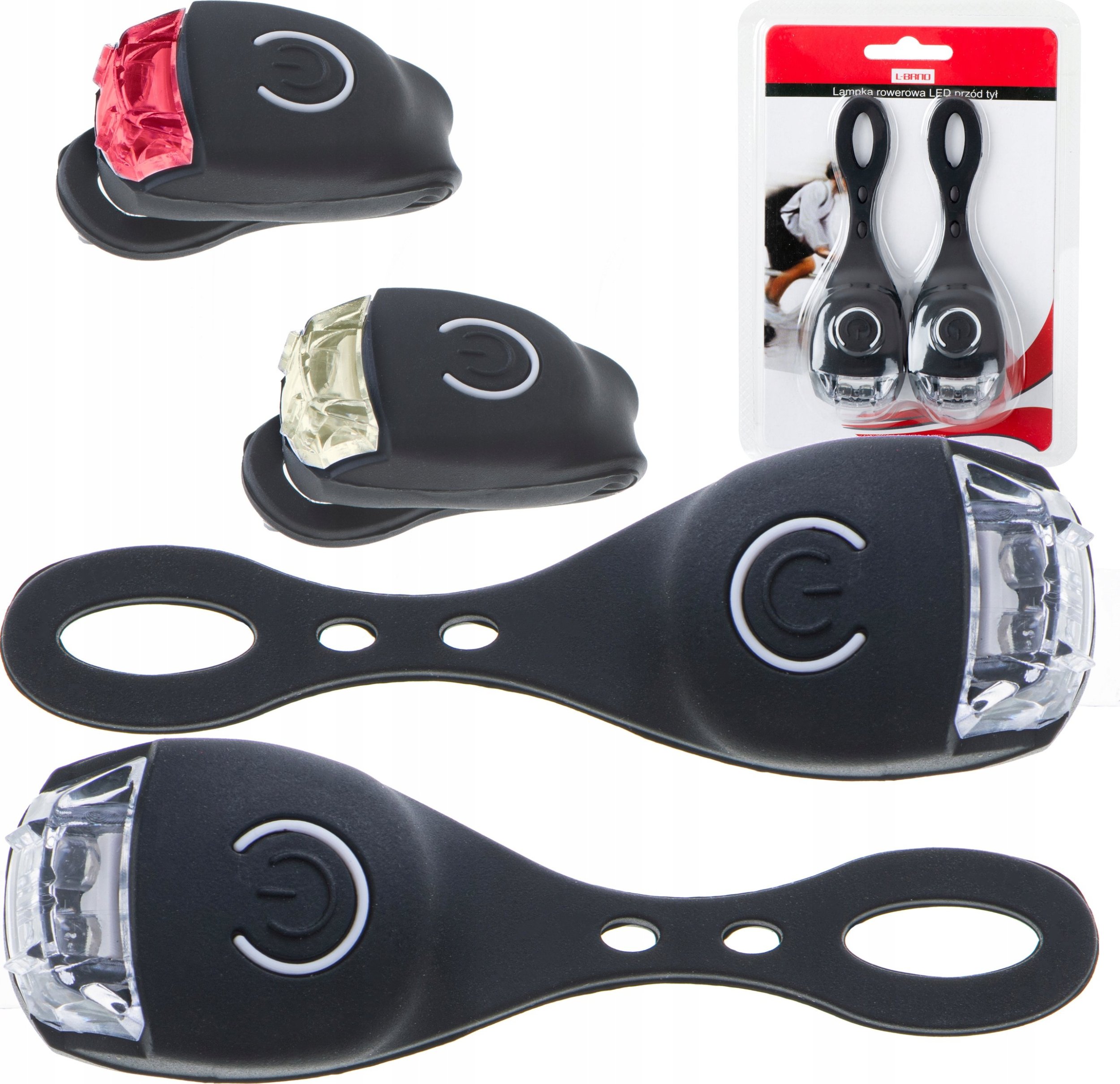 KIK L-BRNO Lampa lampka rowerowa do roweru diodowa LED przód tył 2 sztuki