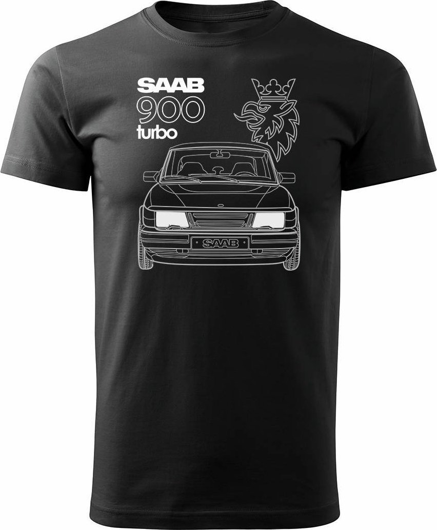 Topslang Koszulka z samochodem SAAB 900 Turbo saab krokodyl męska czarna S