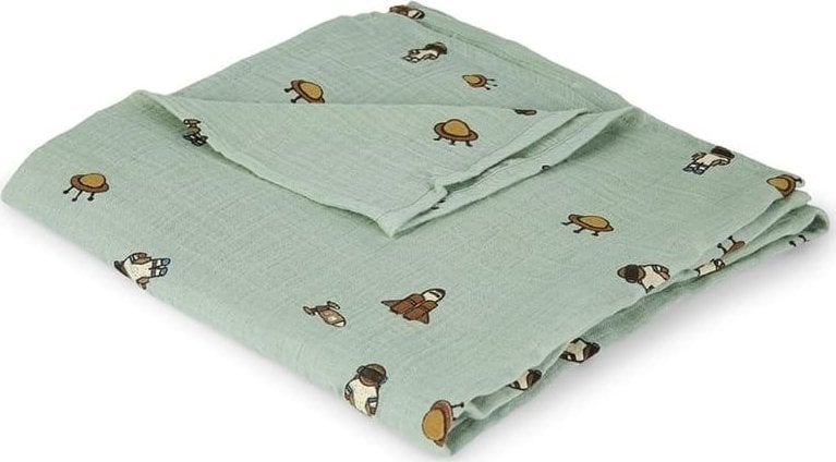 Nuuroo nuuroo - otulacz z organicznego muślinu Space Light Green 120 x 120 cm