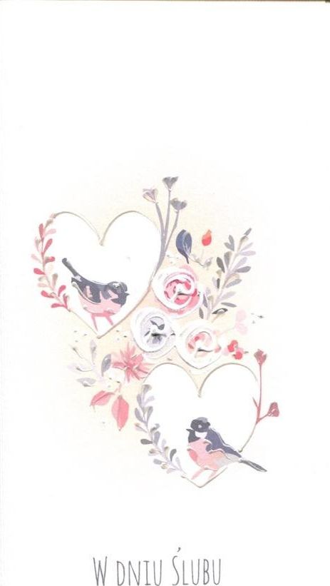 MAK Karnet Ślub DL S42 - Ślub Ptaszki w sercu