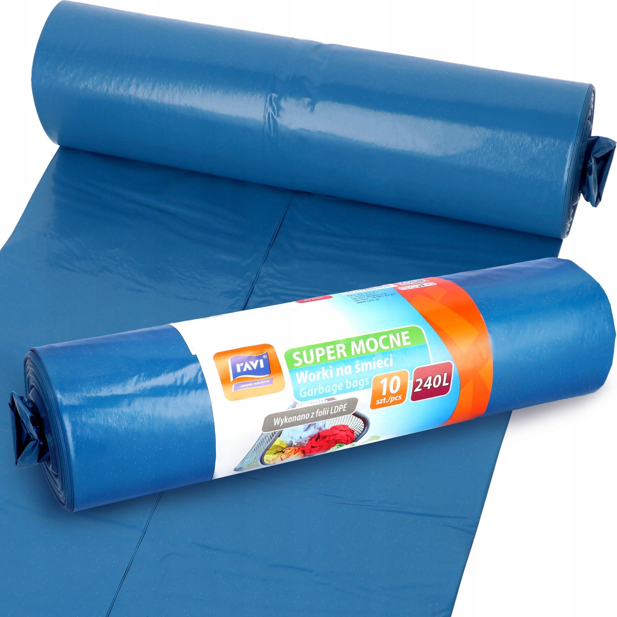 Kosz na śmieci Kadax Worki Na Śmieci Super Mocne Niebieskie 240 L 10szt