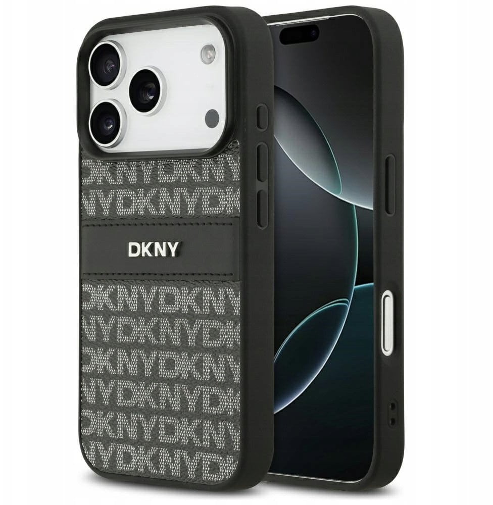 Etui DKNY Repeat Texture Pattern with Tonal Stripe do iPhone 17 Pro czarny