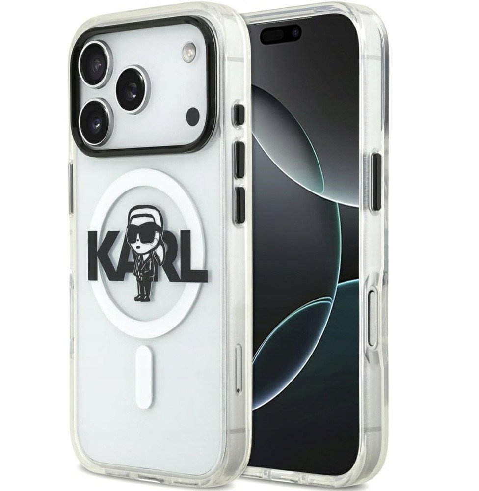 Karl Lagerfeld Etui IML Karl Sketch Logo MagSafe do iPhone 17 Pro - przezroczyste